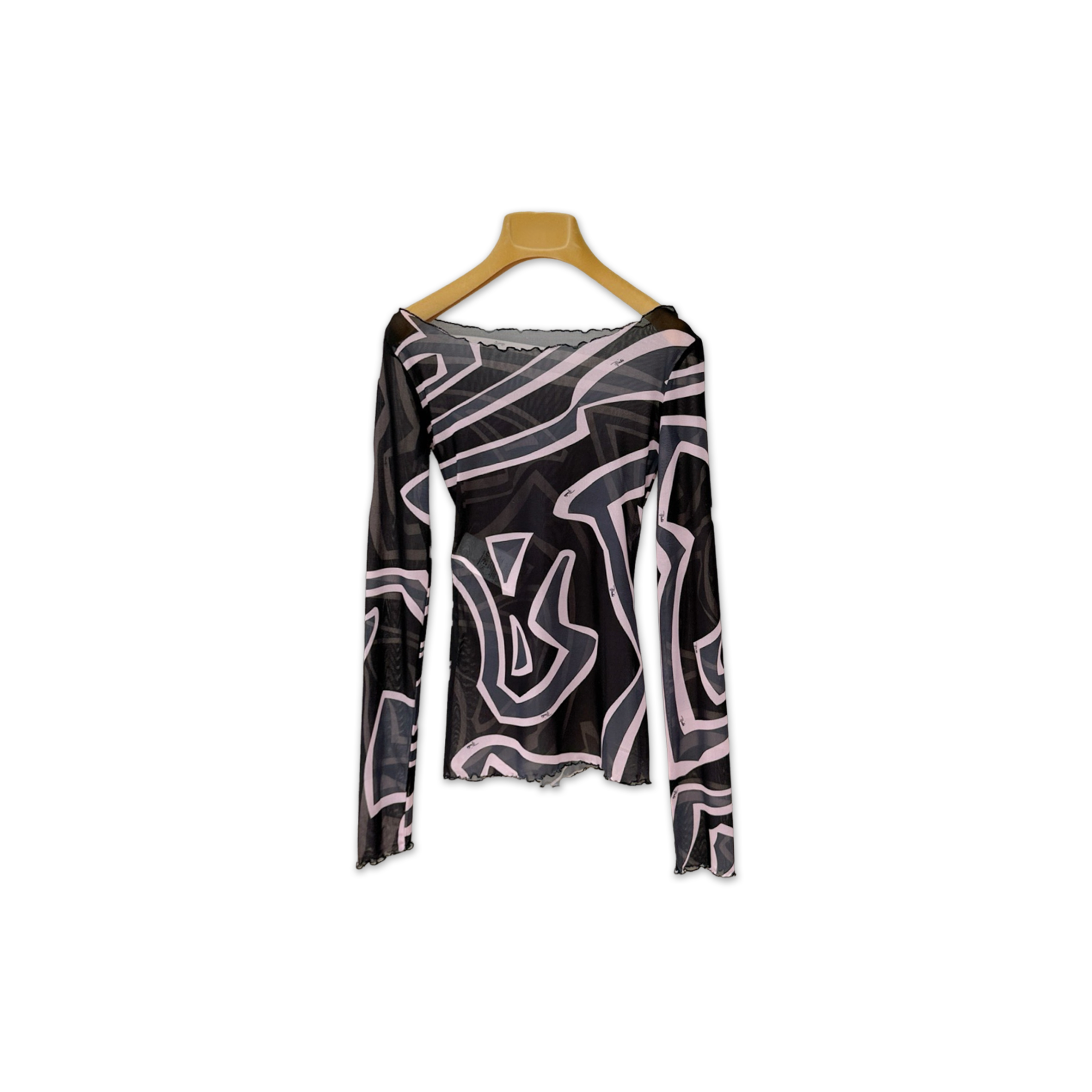 PUCCI LABIRINTO PRINTED TULLE LONG-SLEEVED TOP
